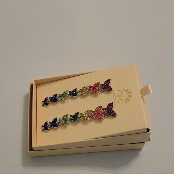 BRAND NEW C&C CALIFORNIA RAINBOW BUTTERFLIES MULTI-COLOR WOMEN"S DROP EARRINGS - Picture 8 of 14